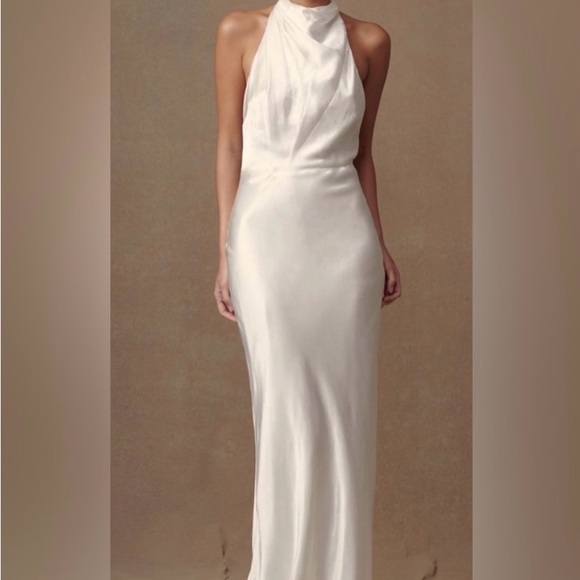 Meshki Dresses & Skirts - Meshki | Esther Iridescent Satin Cowl Maxi Dress - White